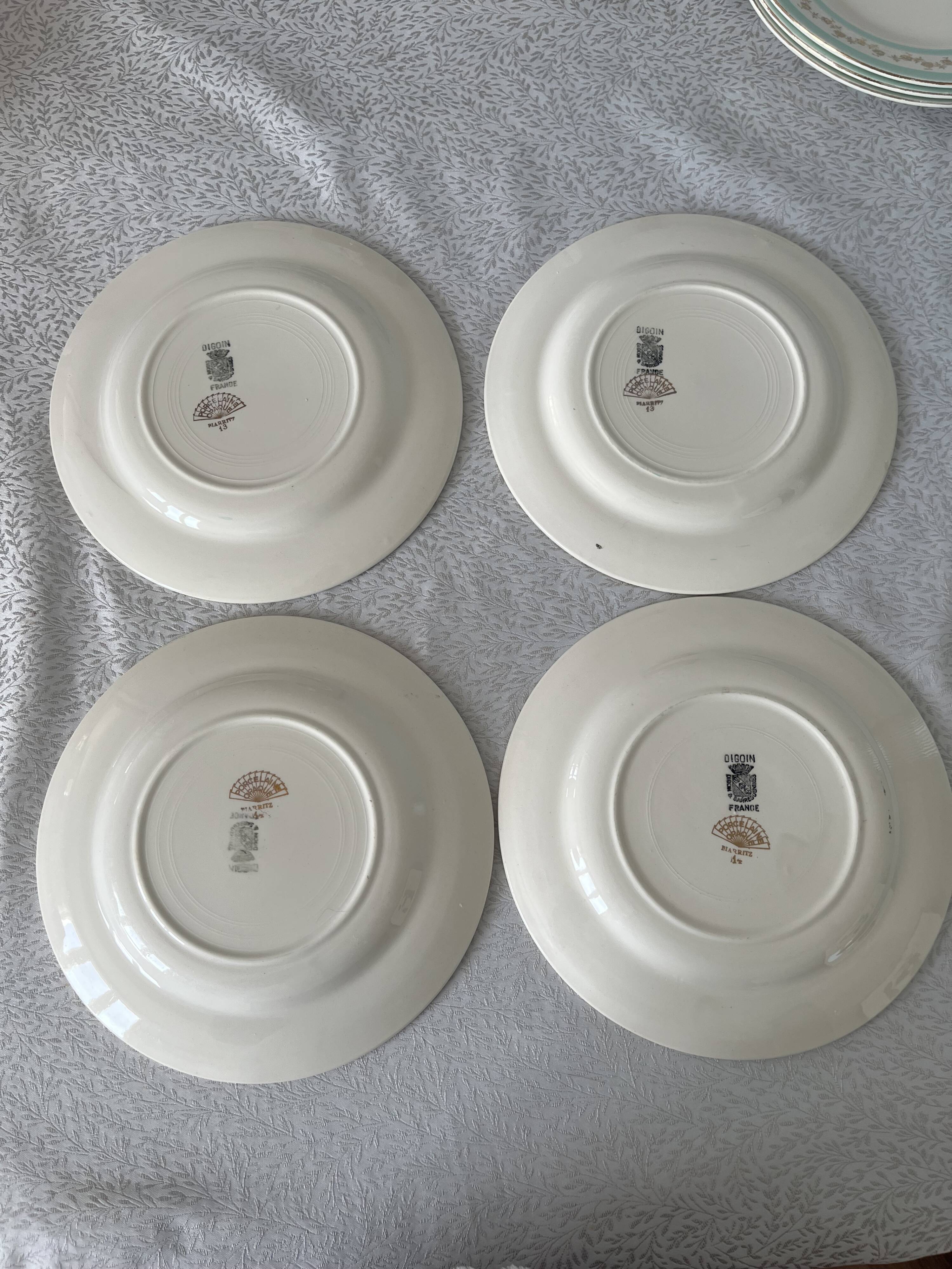 9 assiettes Digoin service Biarritz