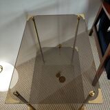 Modernist brass and smoked glass table - 1970s gallery style.