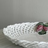 Large white twisted ceramic basket