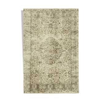 Tapis beige turc antique noué à la main 202 cm x 312 cm