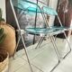 Set of 4 blue Plia folding chairs by Castelli