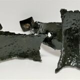 Pair of brutalist design metal candlesticks