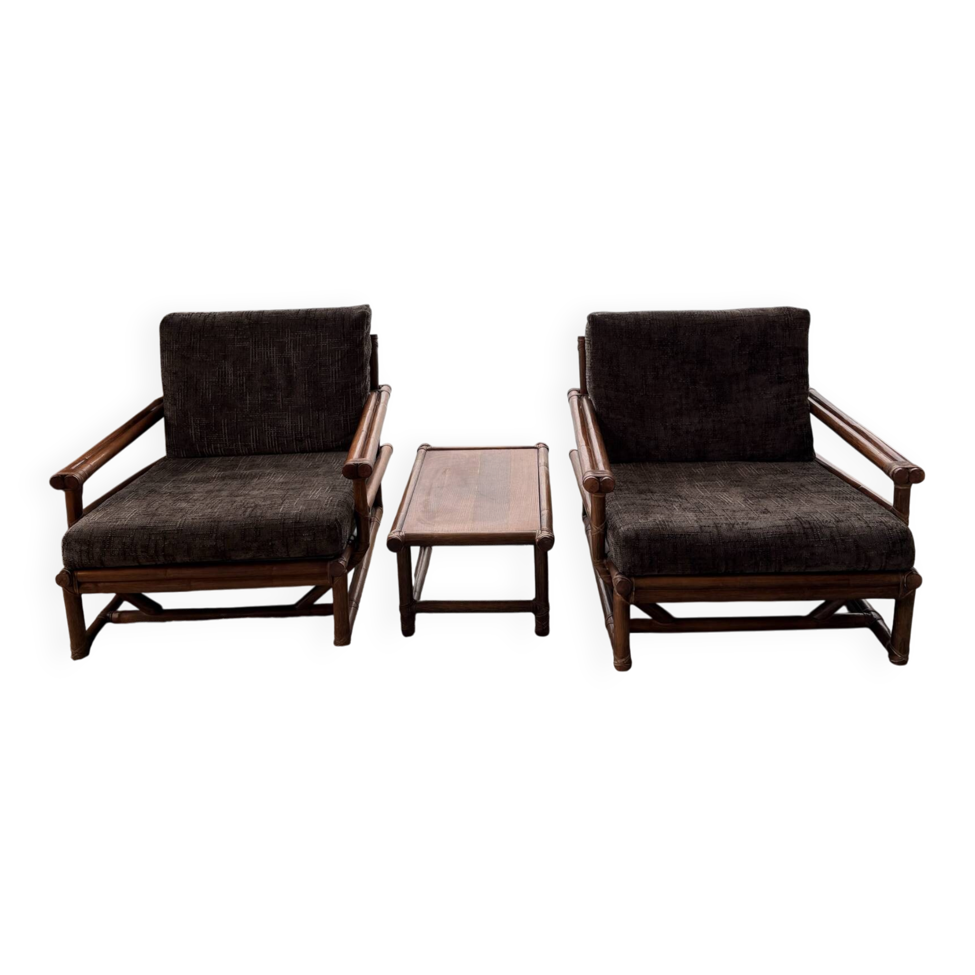 Fauteuils et table Mc Guire (ensemble de 3)
