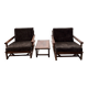 Fauteuils et table Mc Guire (ensemble de 3)