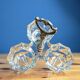 Old Crystal and Silver Metal Salt Cellar Condiments Salt Pepper