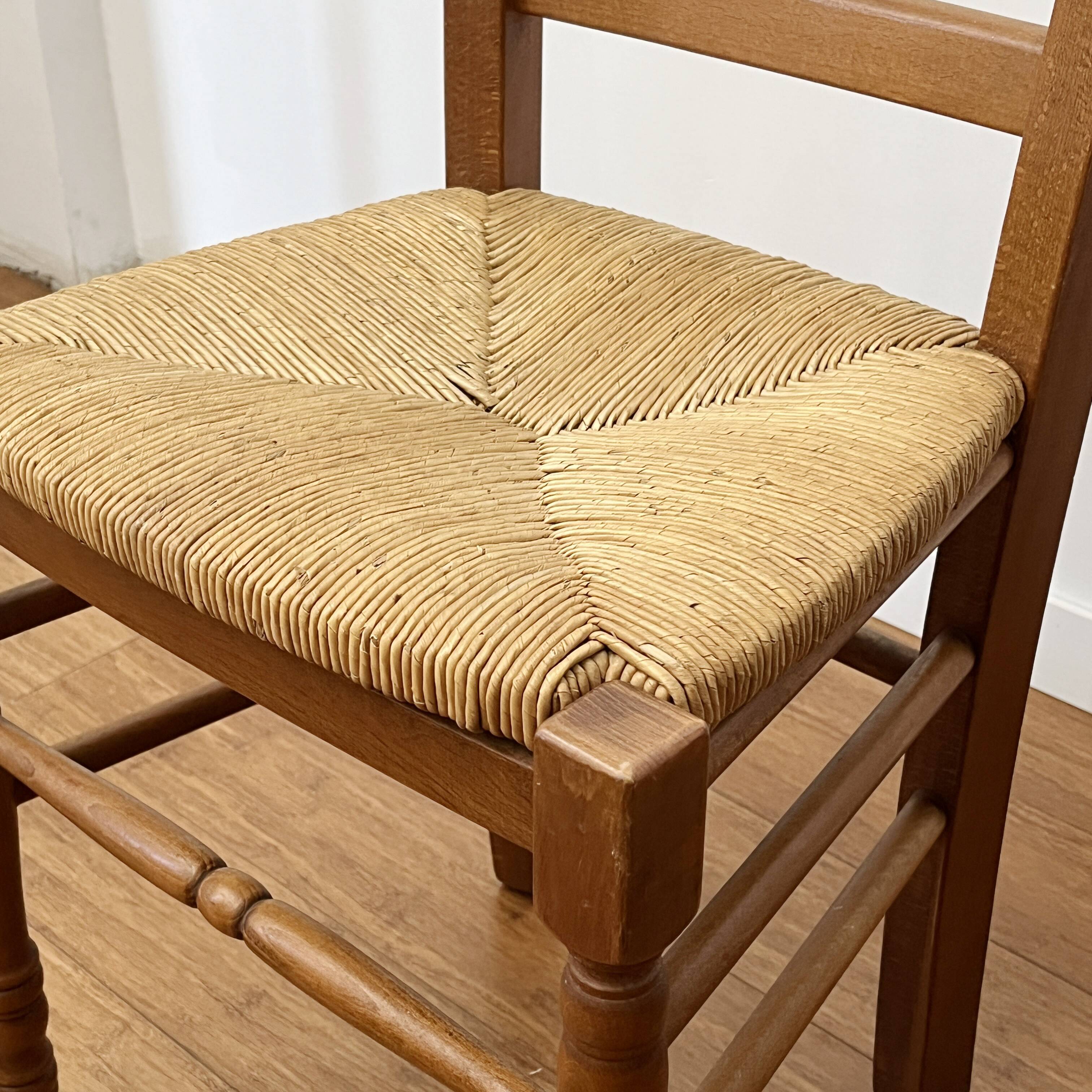 Pair of straw country chairs