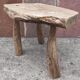 Brutalist coffee table in solid wood, tripod. (Popular art)