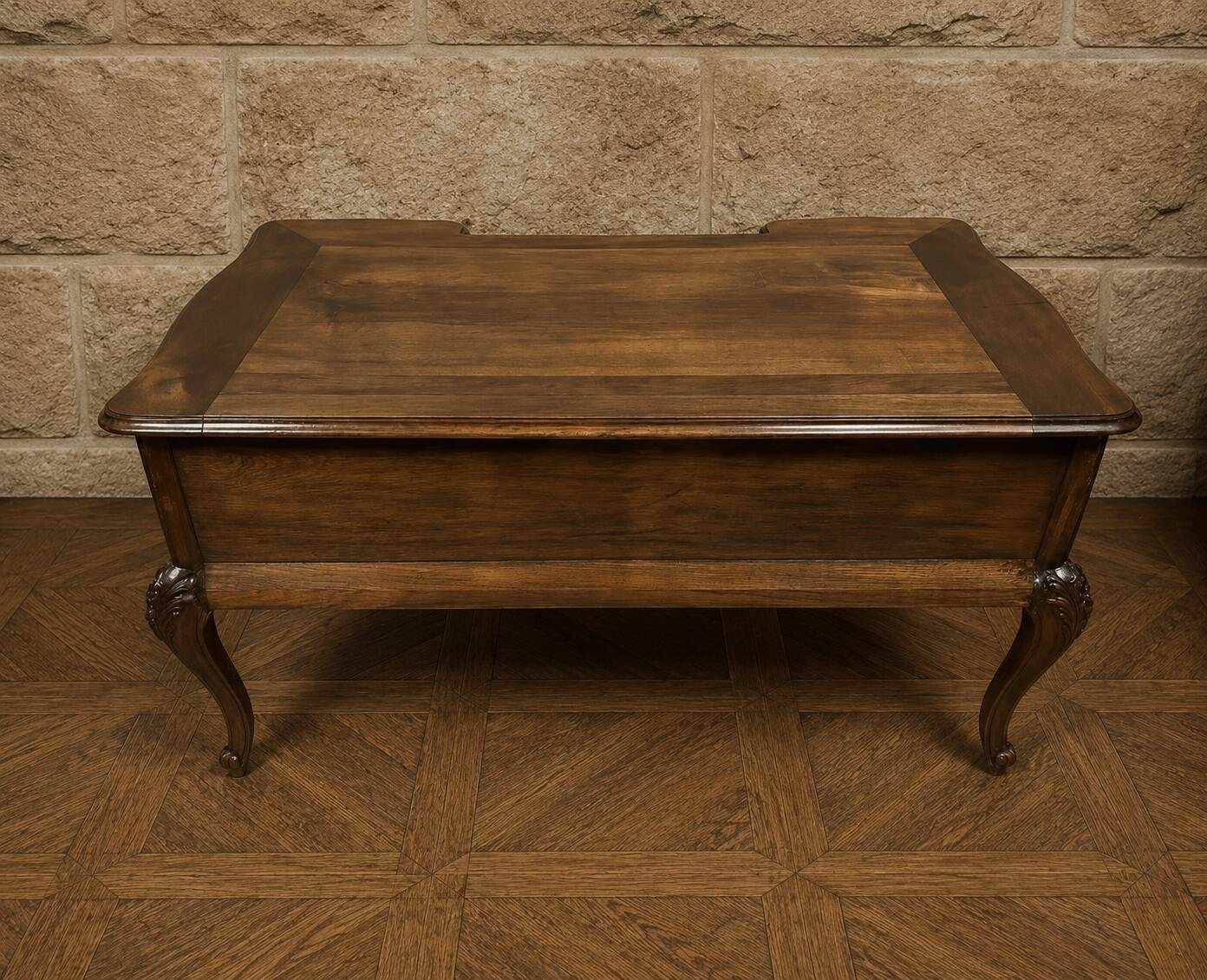 Large walnut writing desk – Louis XV style – 20th century