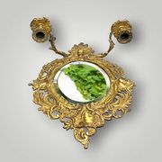 Bougeoirs mural en bronze à 2 feux et miroir biseauté