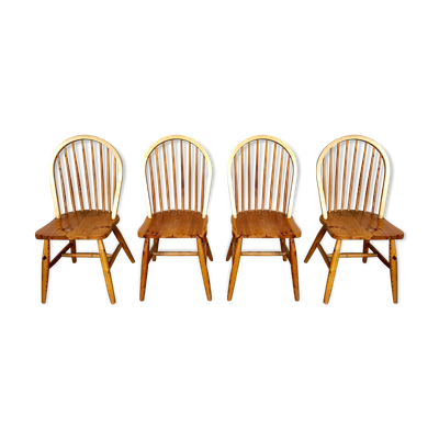 Série de 4 chaises en pin 1970