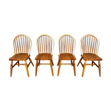 Série de 4 chaises en pin 1970