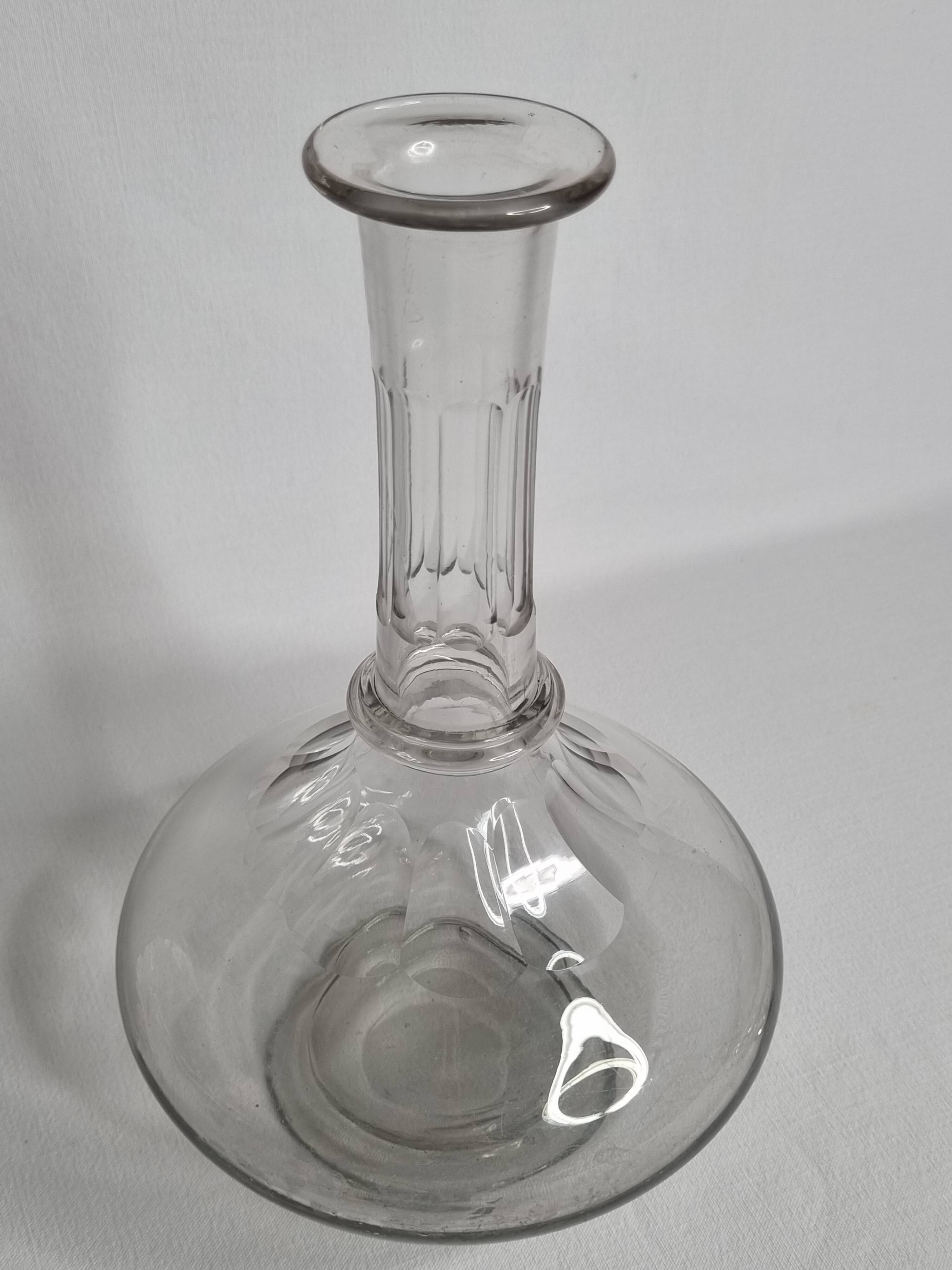 Baccarat crystal gondola decanter, flat ribs, Art Deco 1907