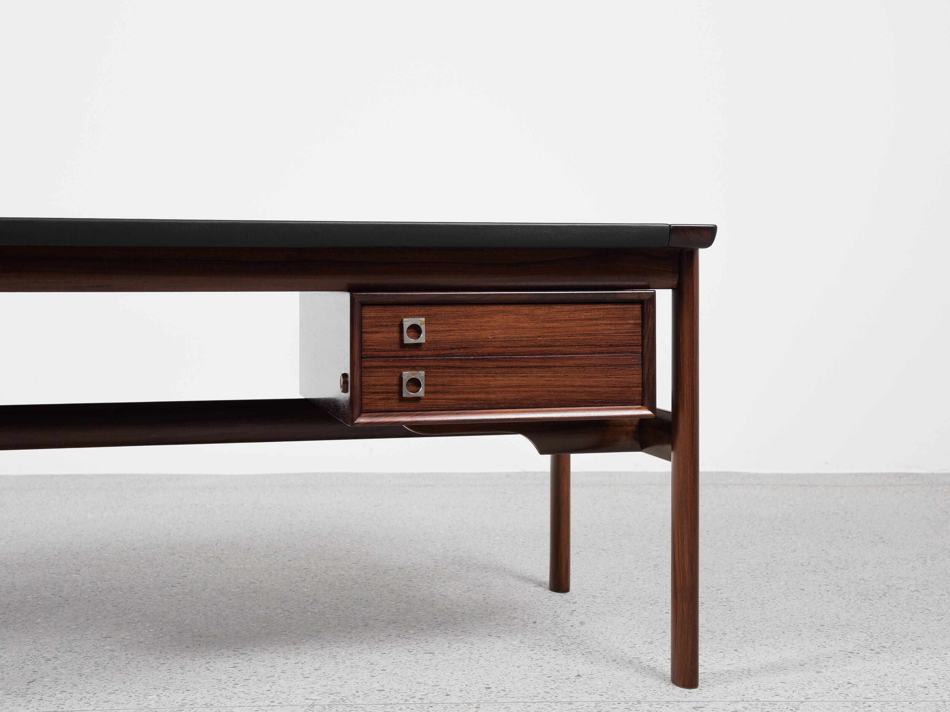 Midcentury Danish XL desk in rosewood and leather by Arne Vodder for Sibast