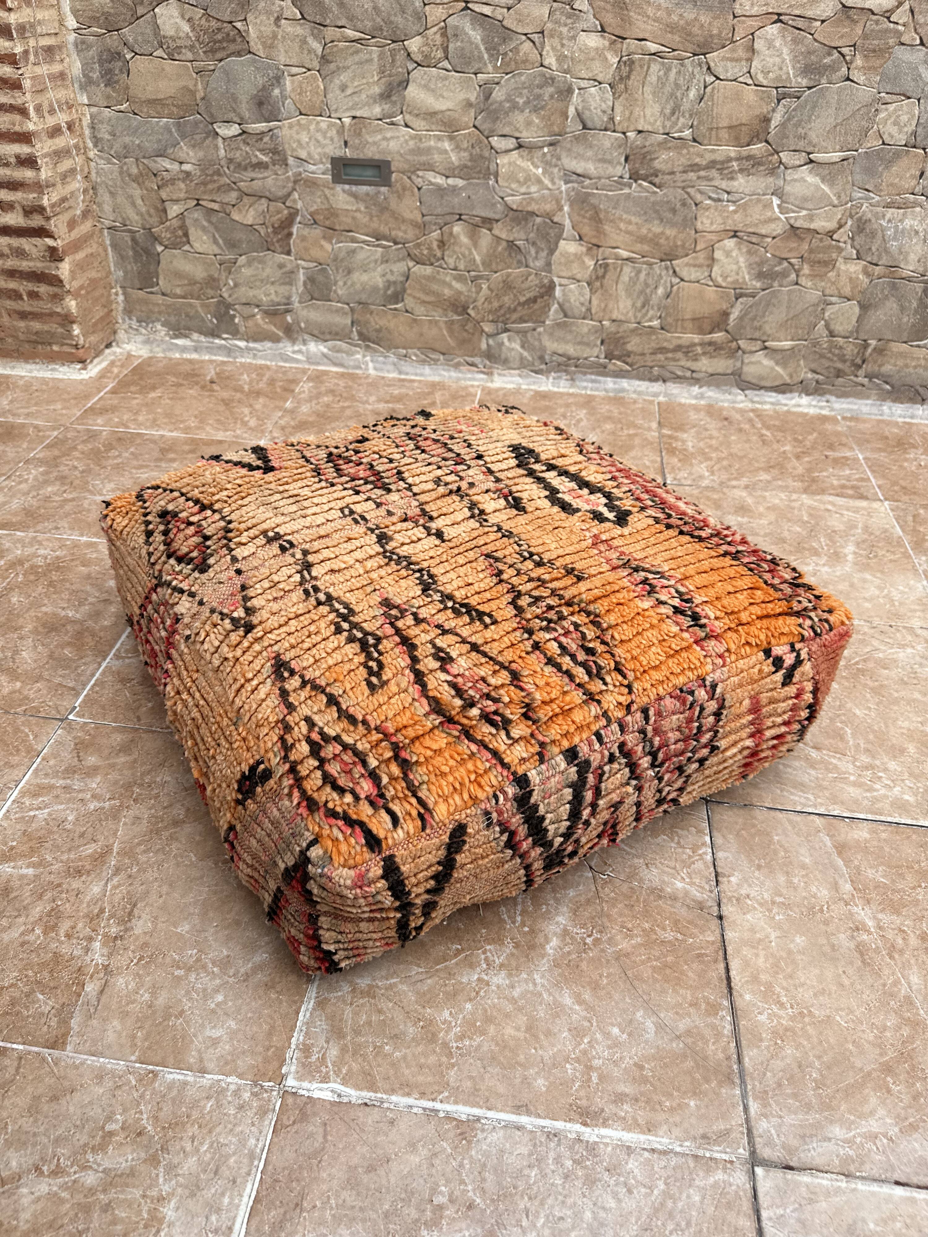 Handmade Berber Kilim pouf, floor cushion