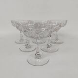 6 Saint Louis crystal champagne glasses, Moselle model, 1930s.