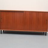1960s walnut sideboard with sliding doors, 120cm