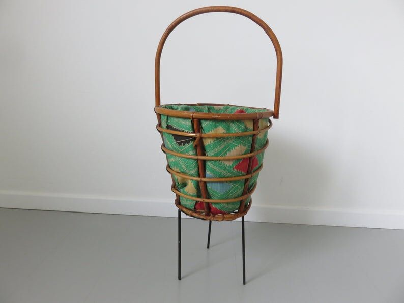 60s 70s rattan tripod worker