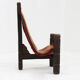 Vintage Brutalist tripod chair leather and wood