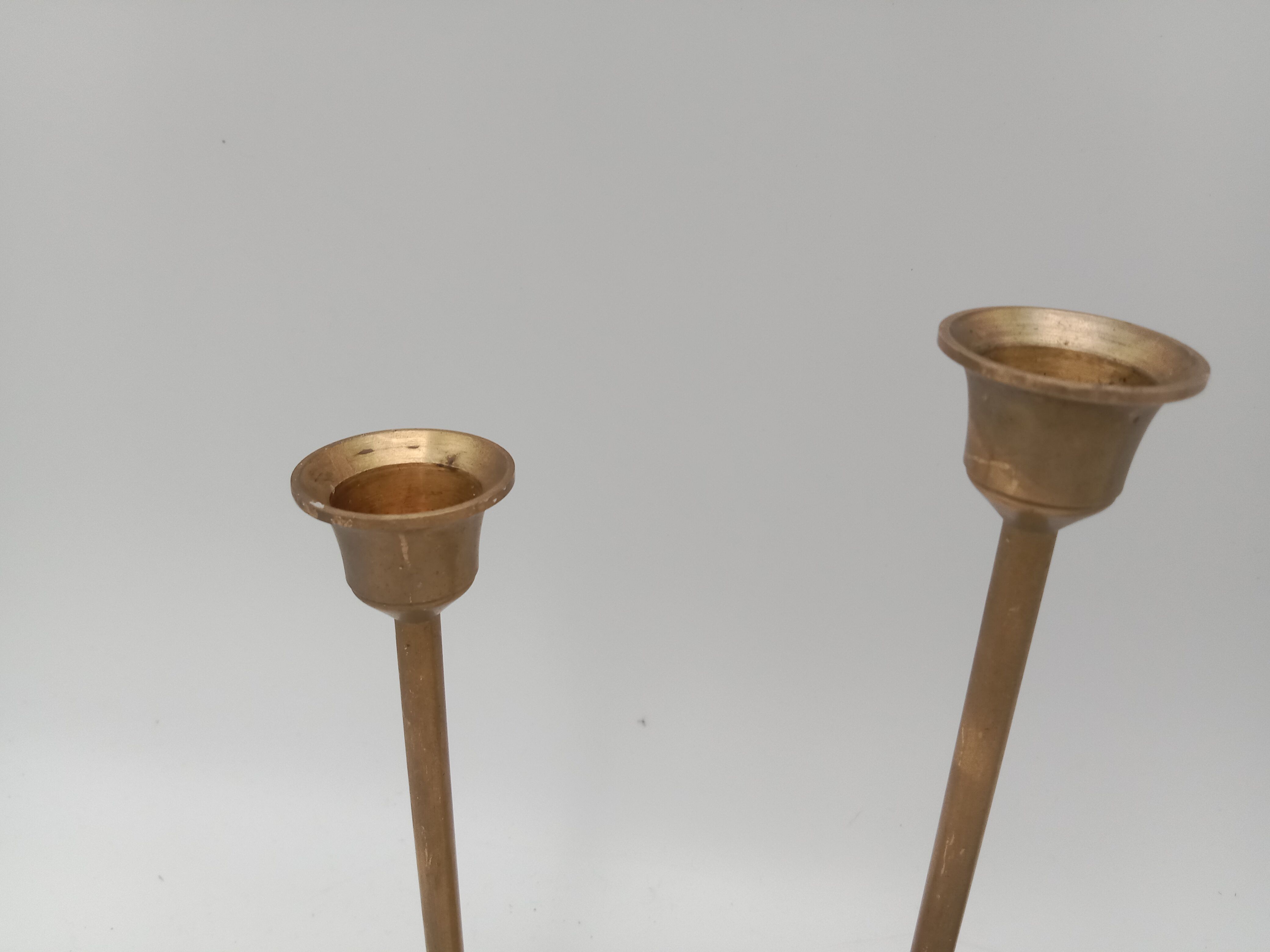 Series of 4 Scandinavian brass candle holders