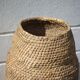 Large old basket, burgundy straw and bramble, woven basket