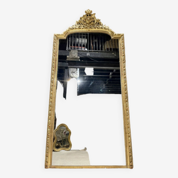 Miroir De Cheminée En Bois Doré « aux Colombes » D’époque Napoléon III , XIX ème 2m46 X 1m24