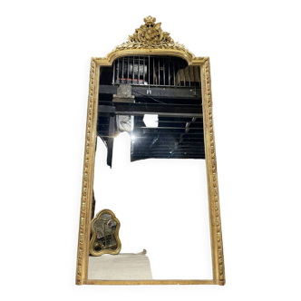 Miroir De Cheminée En Bois Doré « aux Colombes » D’époque Napoléon III , XIX ème 2m46 X 1m24