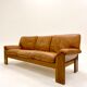 Cognac Leather Sofa By Sapporo For Mobil Girgi, Italy 1970s