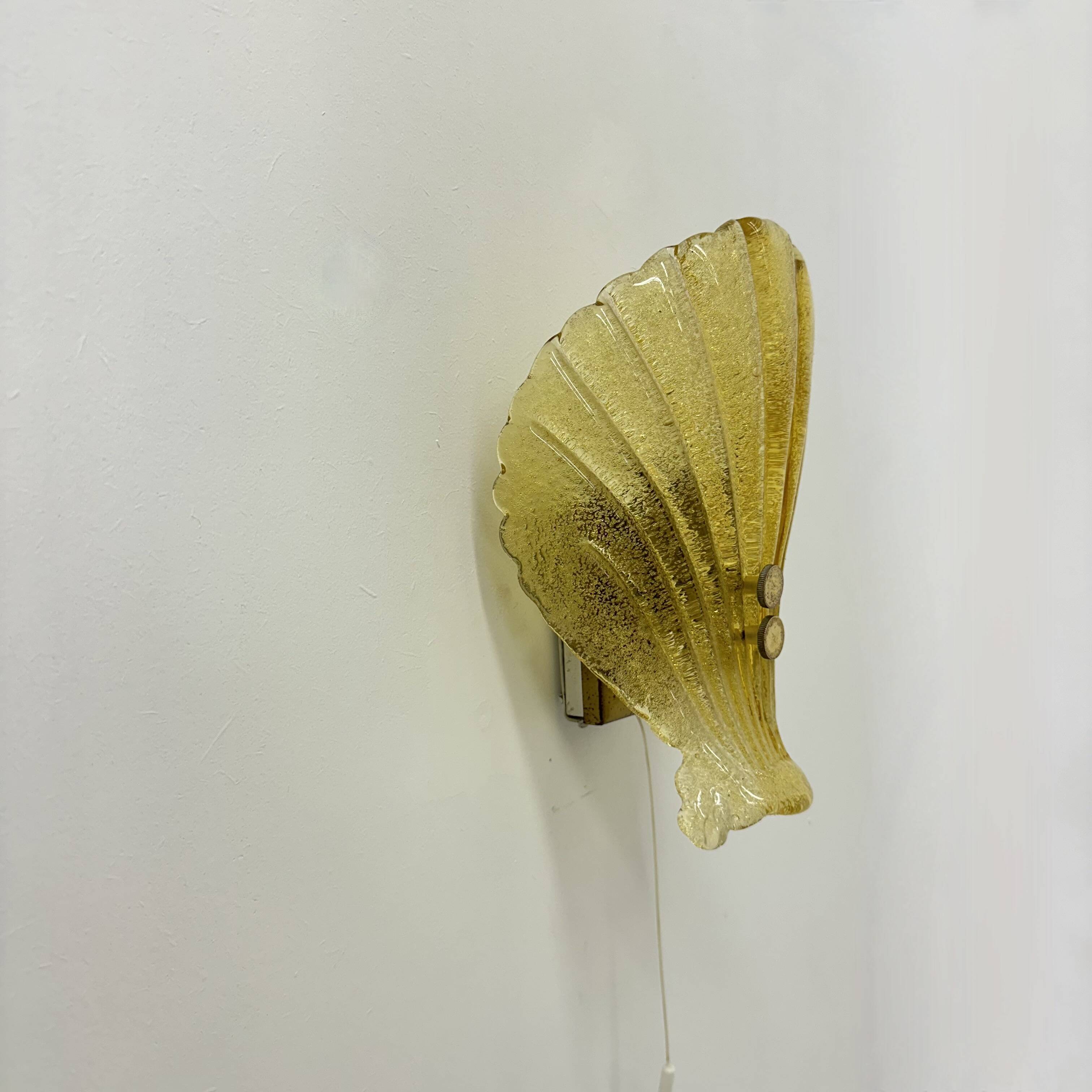 Set of 2 Sölken leuchten Murano glass shell wall lamps , 1970s