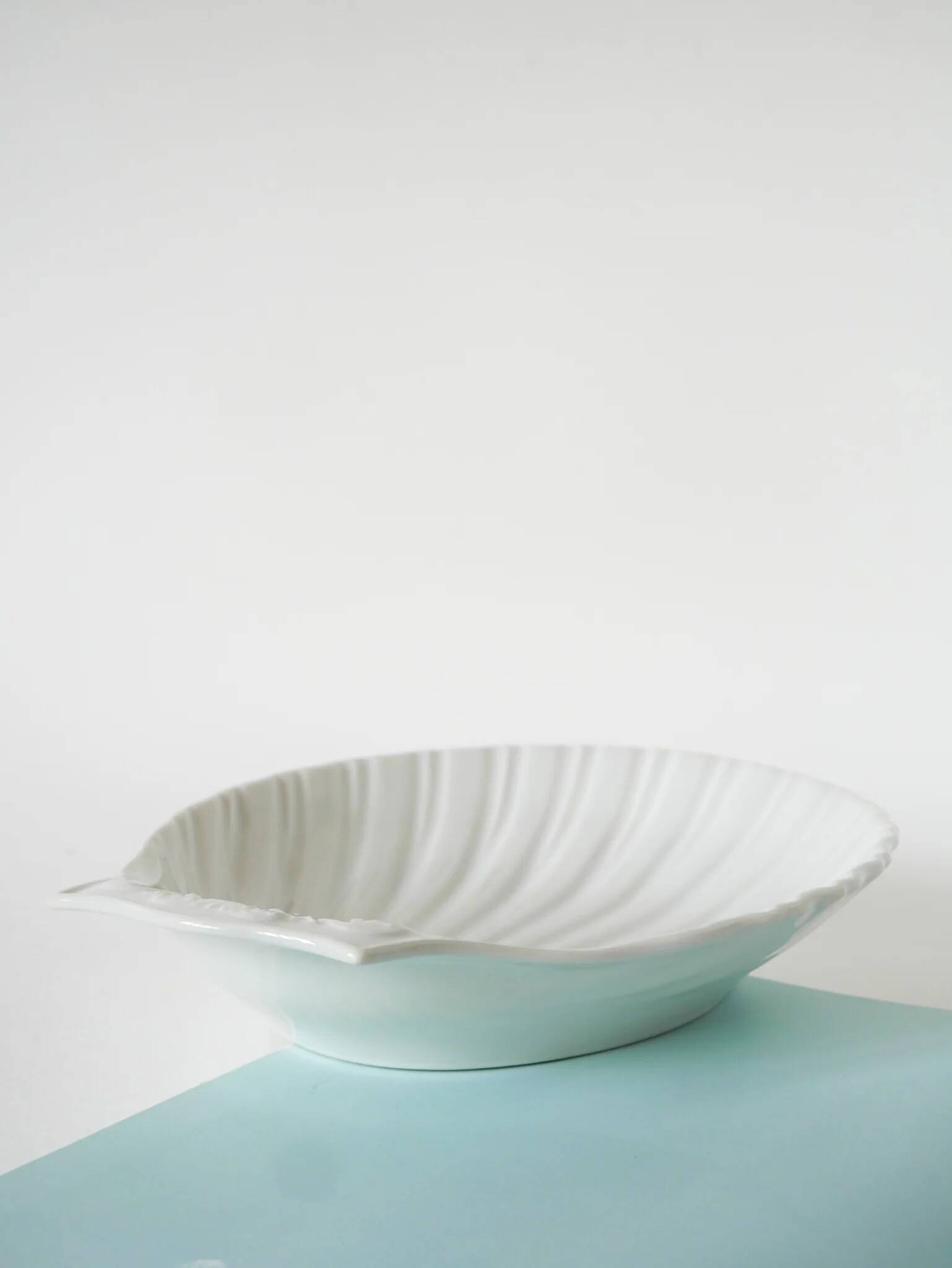 Shell-shaped ceramic bowl, white, 1970