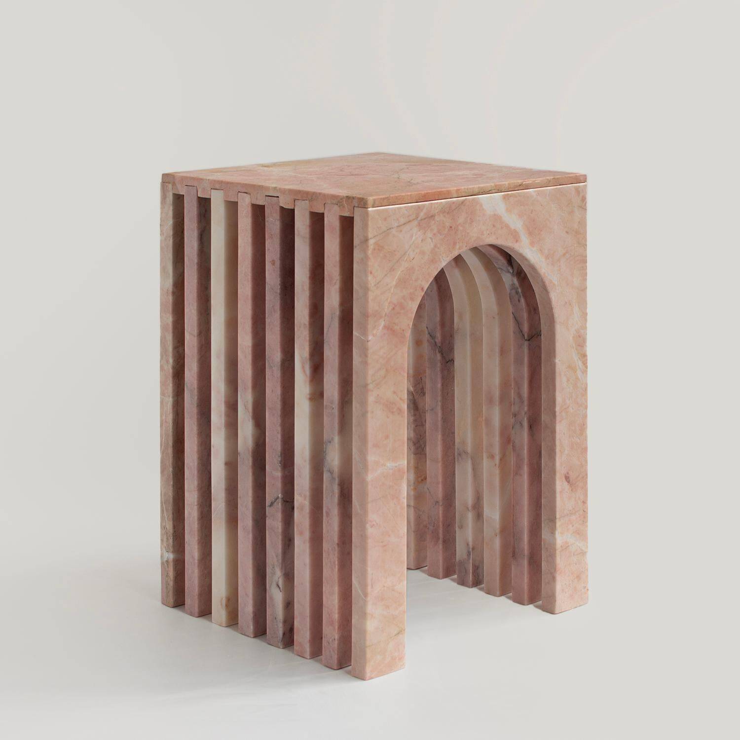 Pink marble side table "Balance"