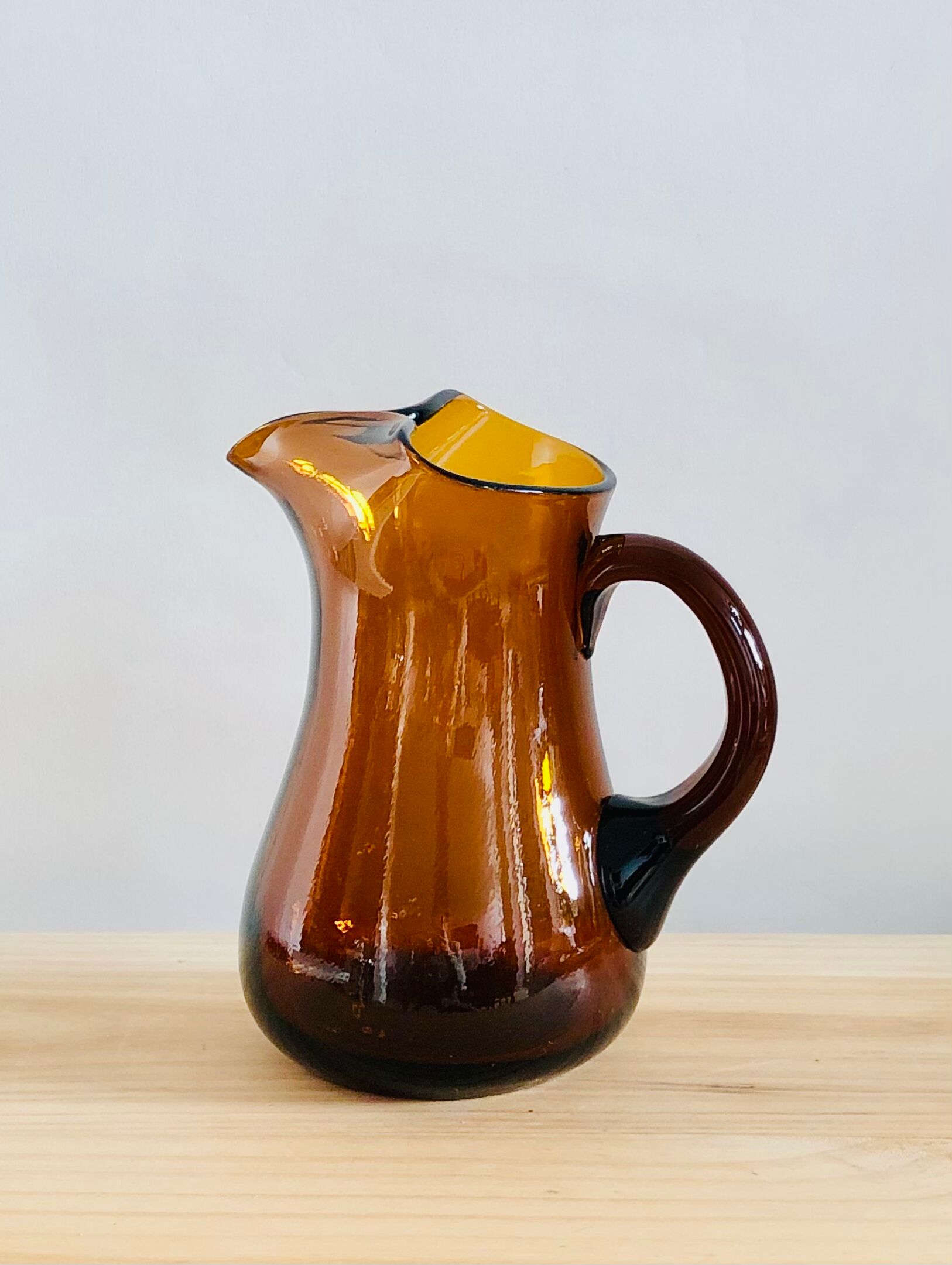 Vintage amber blown glass decanter