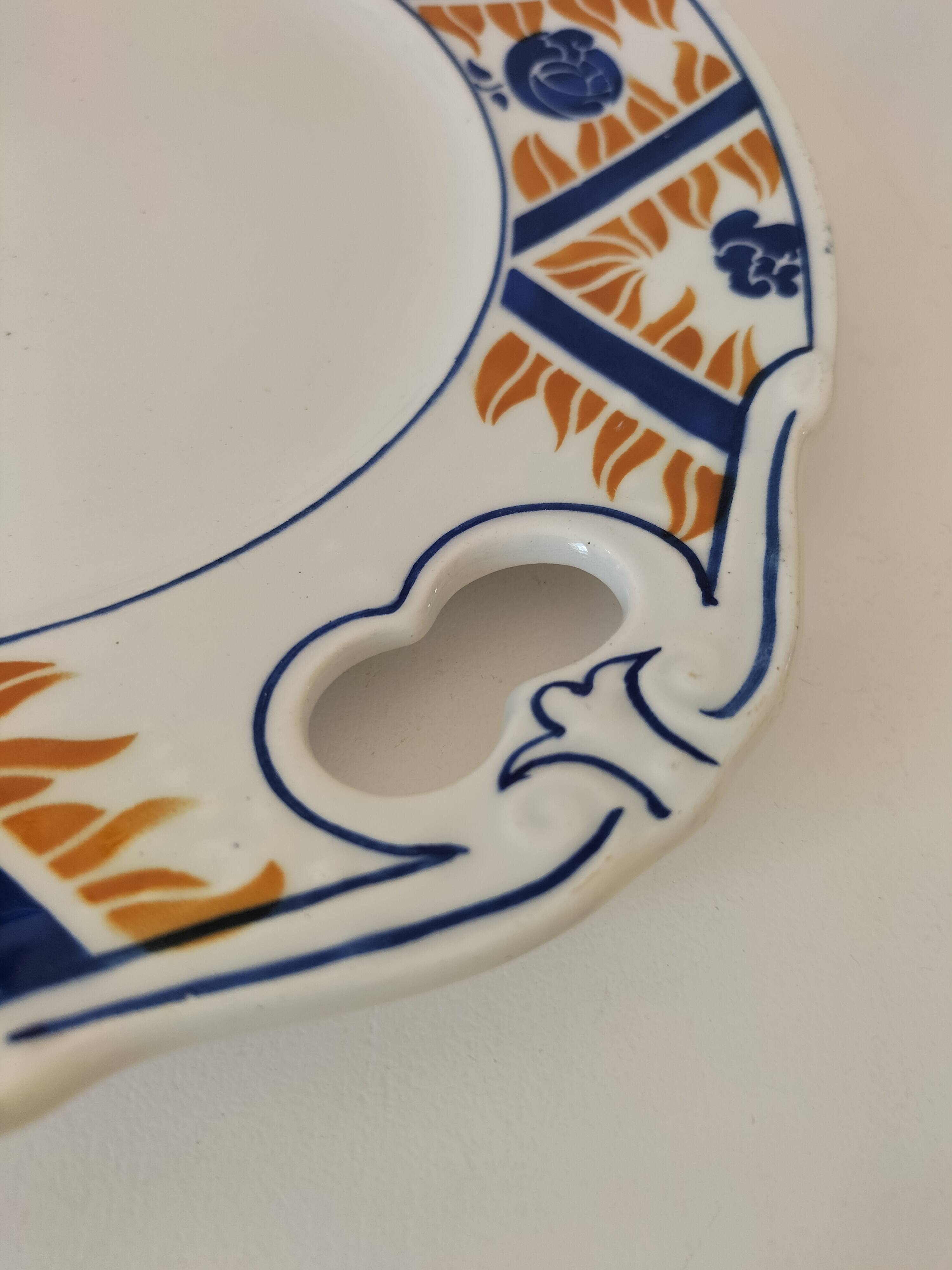 Moulin des Loups openwork dish, "Canada" model – blue and orange Imari decoration