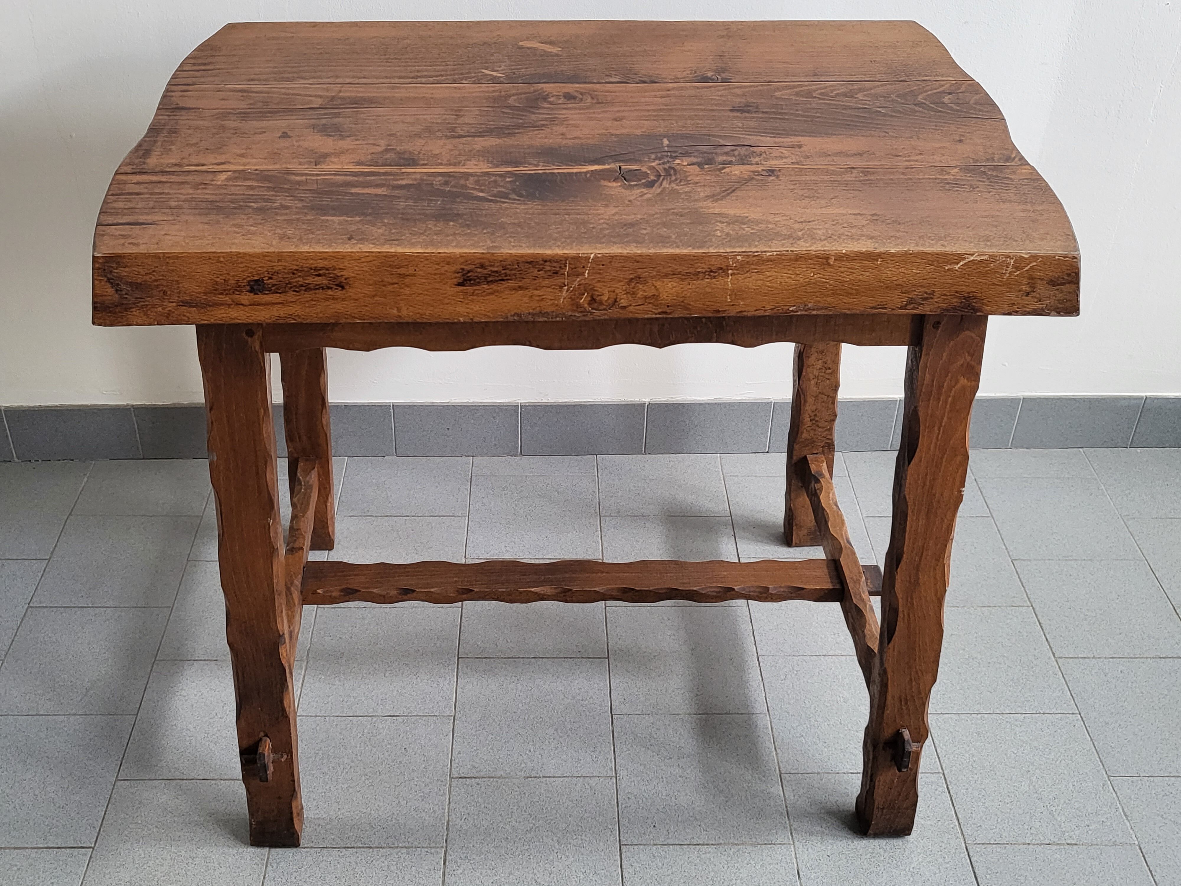 Vintage brutalist oak table 1970