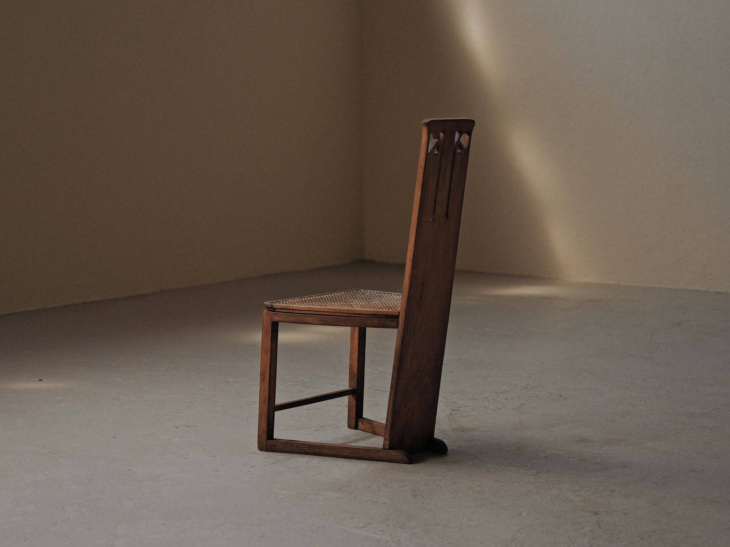 Chaise d'appoint géométrique, Arts & Crafts, vers 1900-1925