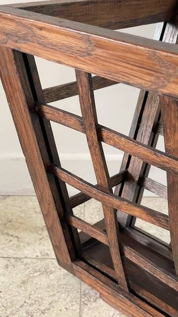 Vintage woven oak magazine rack