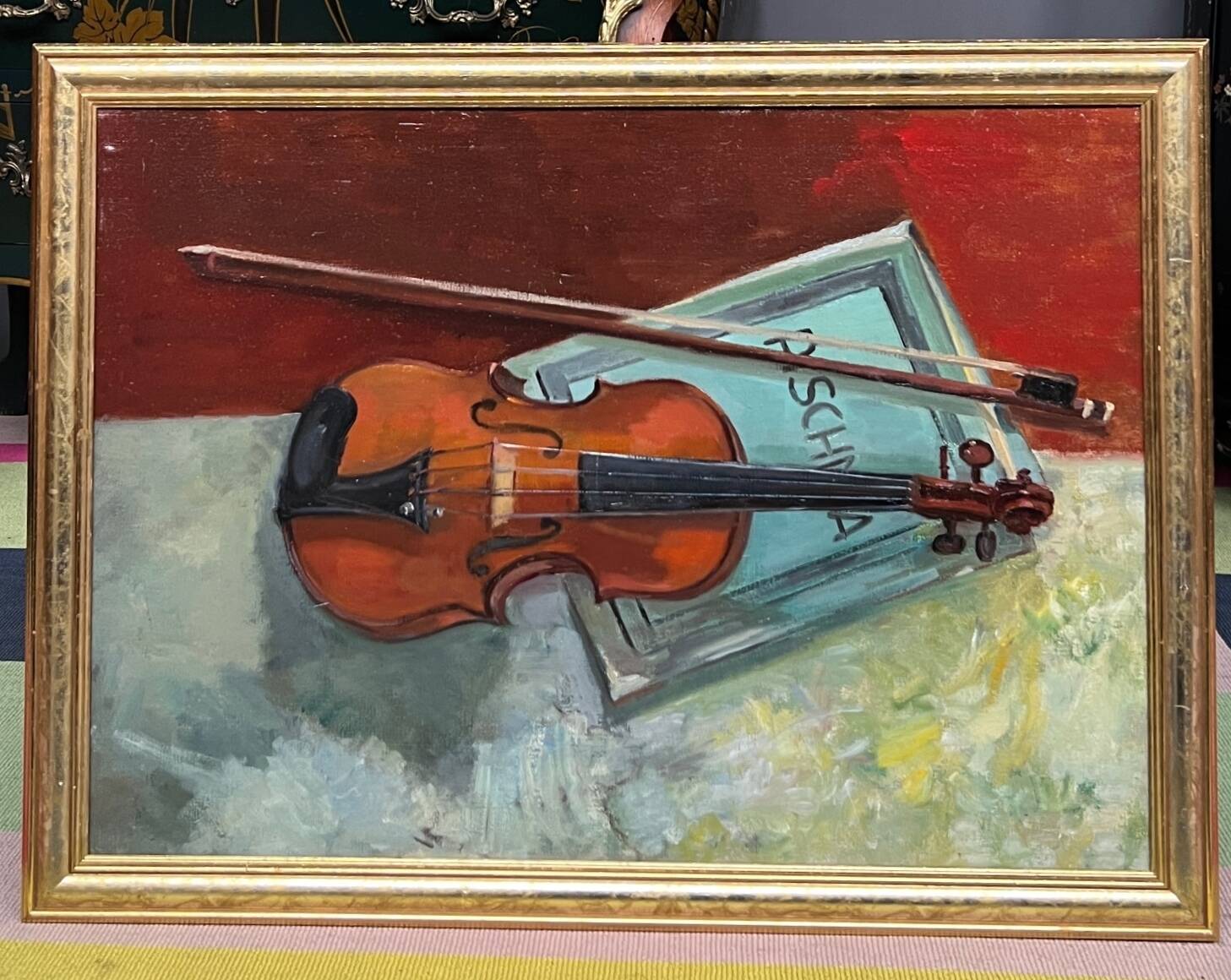 Marcel van den Plas (1939 - 2019). Nature morte au violon.