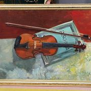 Marcel van den Plas (1939 - 2019). Nature morte au violon.