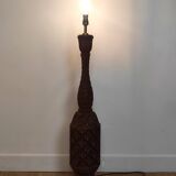 Carved wooden lamp base