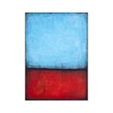 Blue and Red original minimalist abstract modern painting, stretched canvas