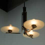 Bauhaus / Functionalist Chrome and Glass Chandelier, 1920s