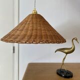 Vintage wicker lampshade suspension
