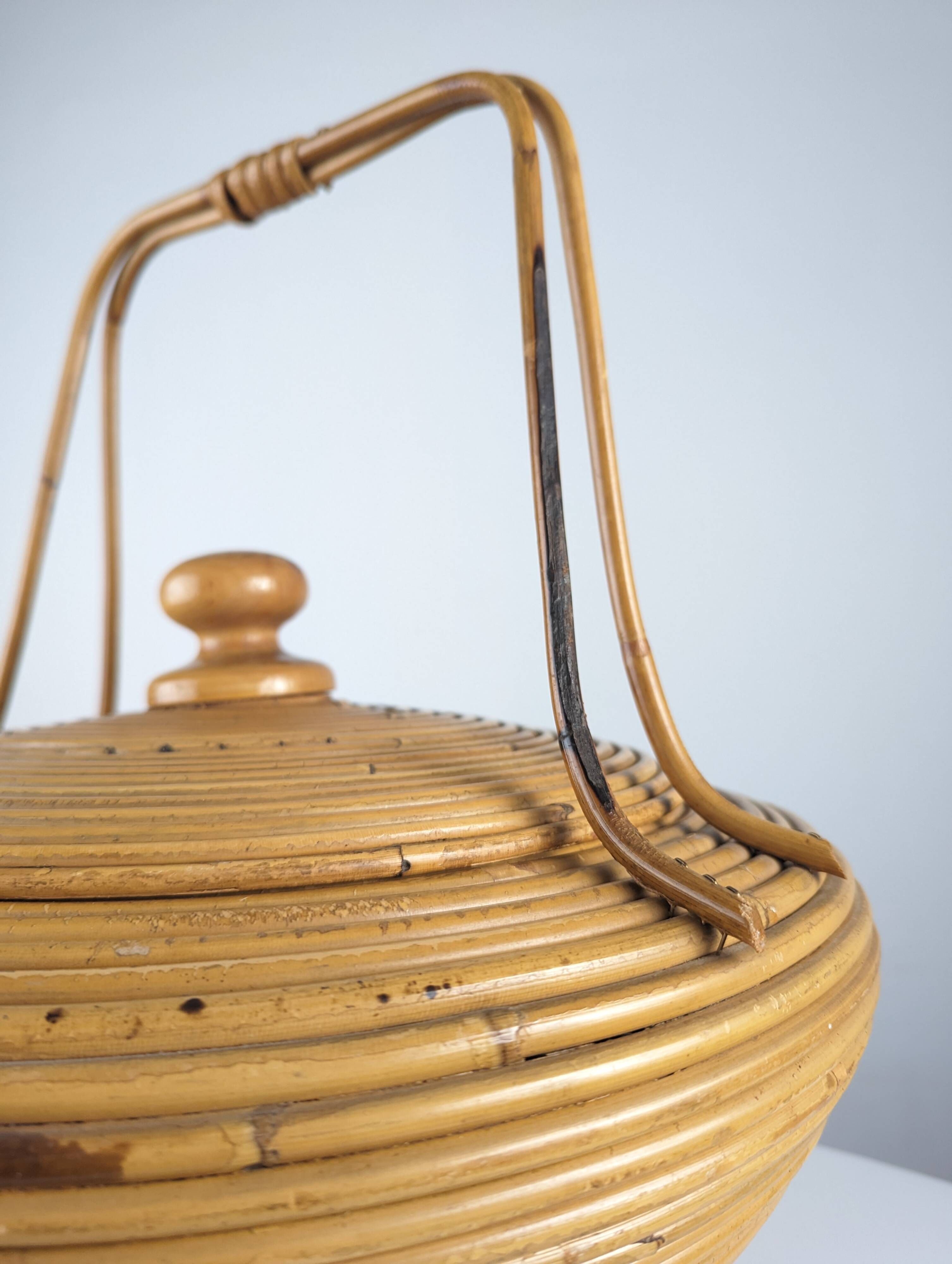 Large Rattan basket by Vivai del Sud, Italy 1960s
