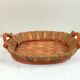 Tray in wood and wicker