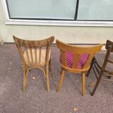 set of 6 mismatched vintage wooden bistro chairs