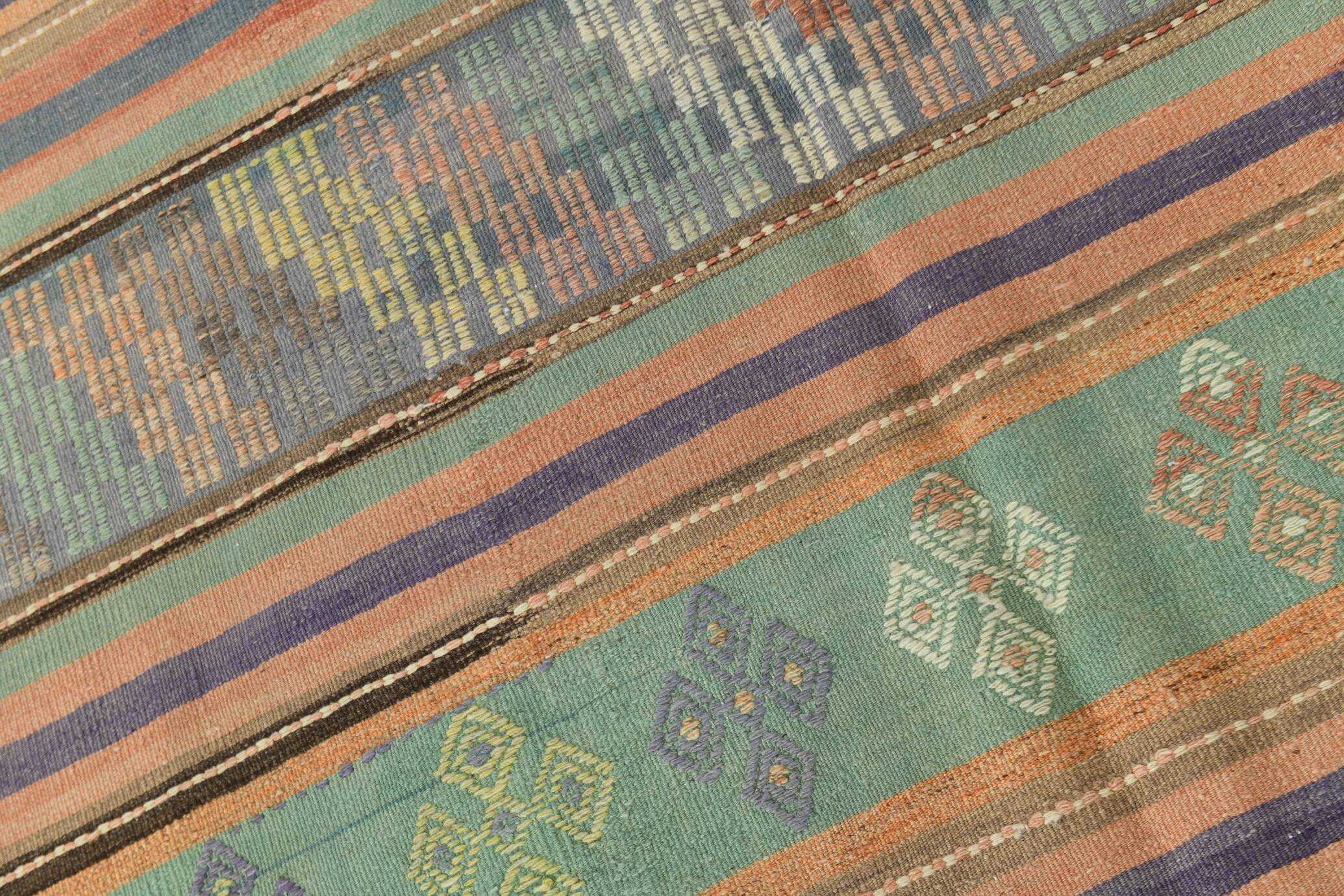 6x9 Faded Purple Anatolian Kilim Rug, 172x274Cm Bohemian Kilim