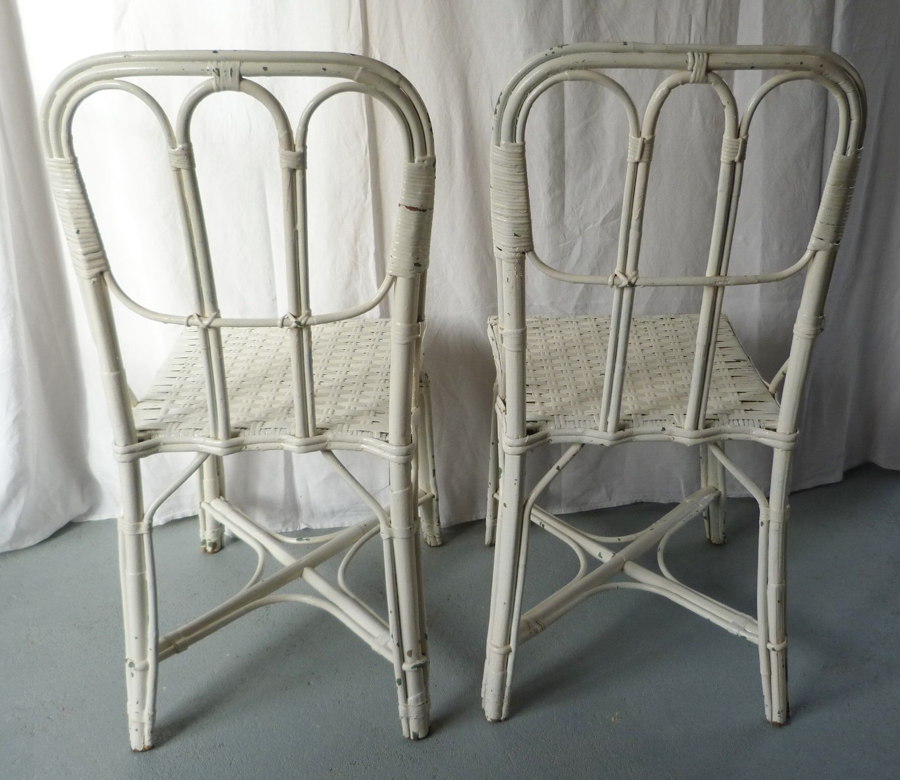 Pair of bamboo and rattan chairs