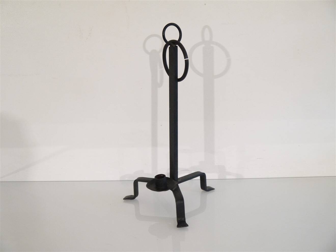Brutalist hammered iron candle holder 1950