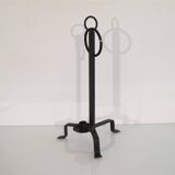 Brutalist hammered iron candle holder 1950