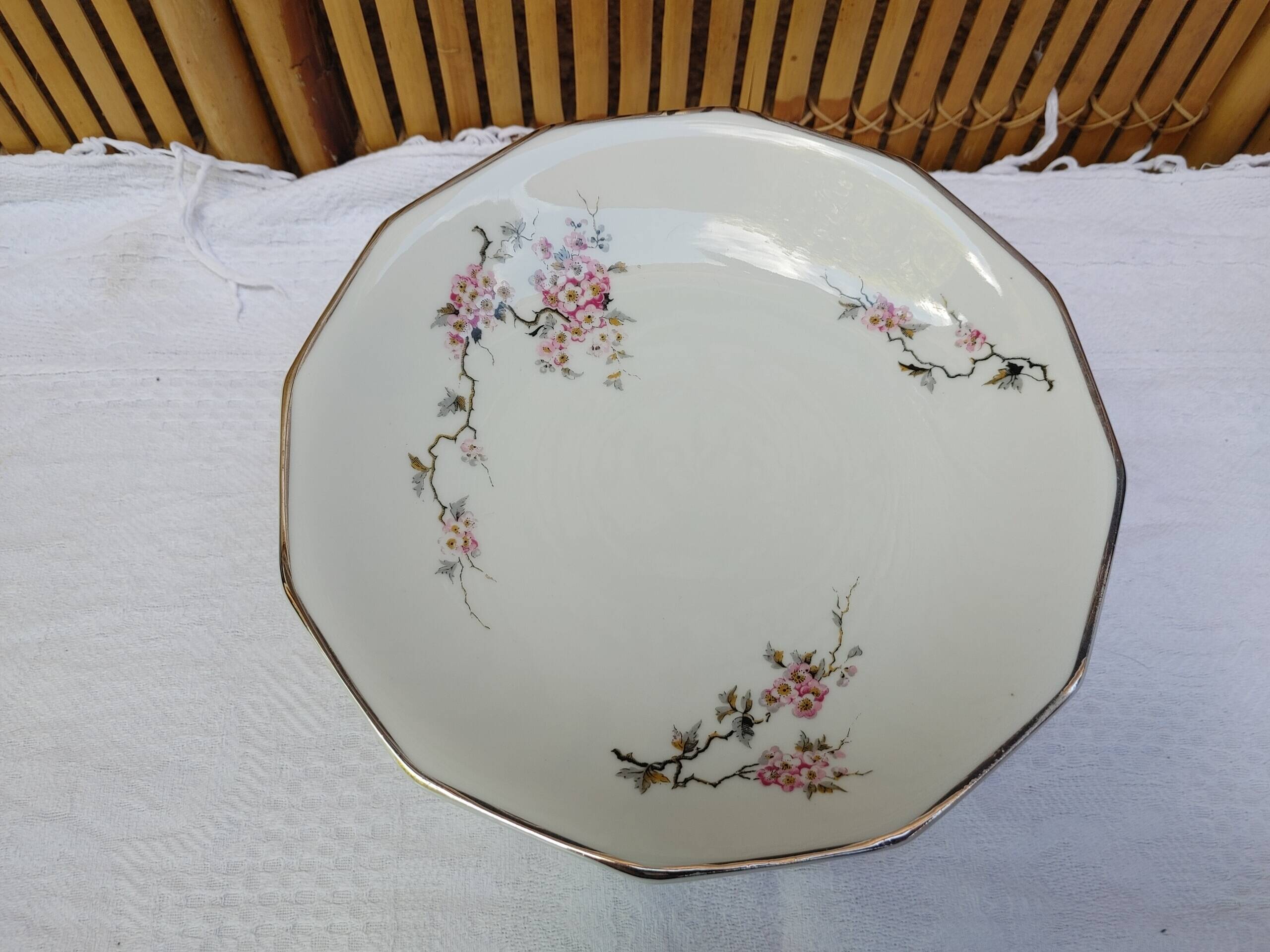 Limoges Old Compotier bowl on foot Japanese decor