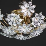 Large Murano Vintage Ceiling Light Black Flowers, 1970s